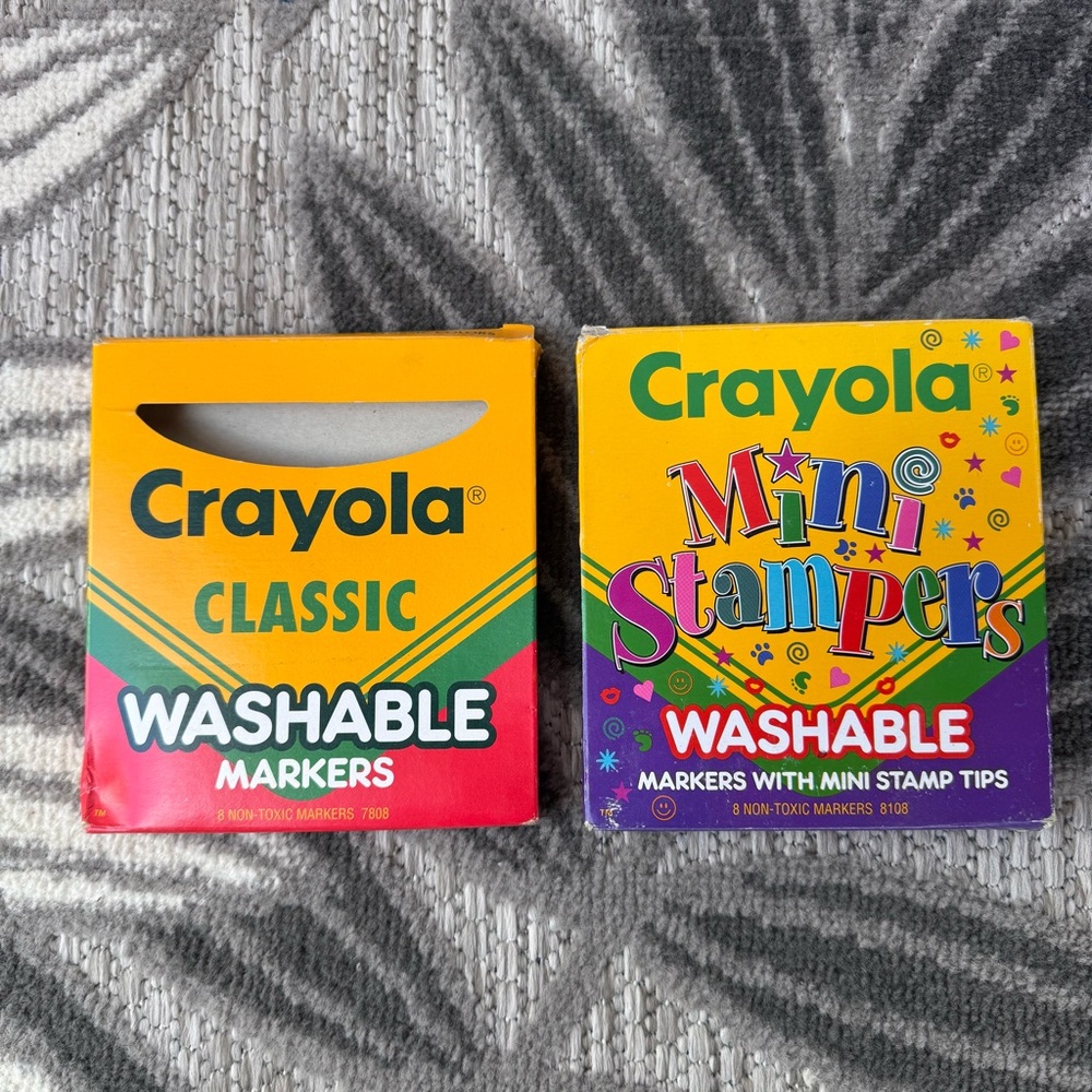 Vintage Crayola Washable Classic‎ Markers & Mini Stampers *Empty Box No Markers*
